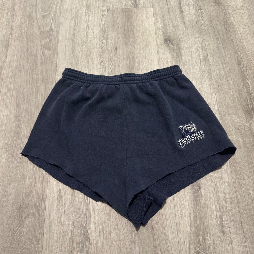 Penn State Nittany Lions Vintage Navy Fleece Cut Off Shorts Womens Medium